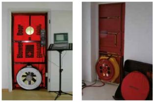 An air tightness test, often referred to as a 'BlowerDoor' test can make the smallest cracks visible. The 'BlowerDoor' helps exaggerate air leaking through defects in the building shell a 'BlowerDoor' test