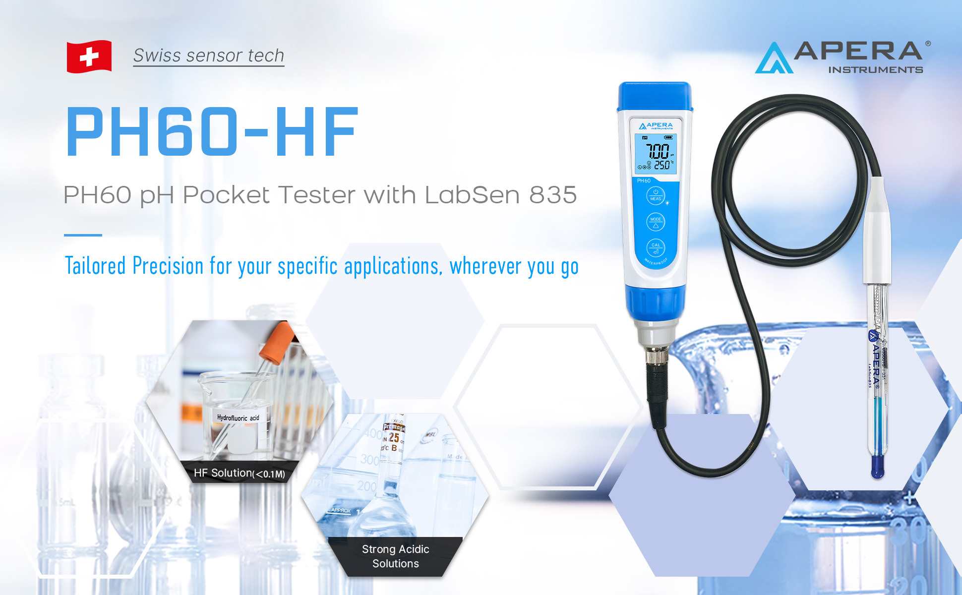 PH60-HF Handheld pH Tester for Liquids Containing Strong Acid