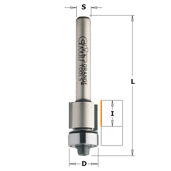 CMT 3-in-1 Flush Trim Router Bit - 1/2" Cutting Diameter With Delrin Bearing For Laminate Trimming