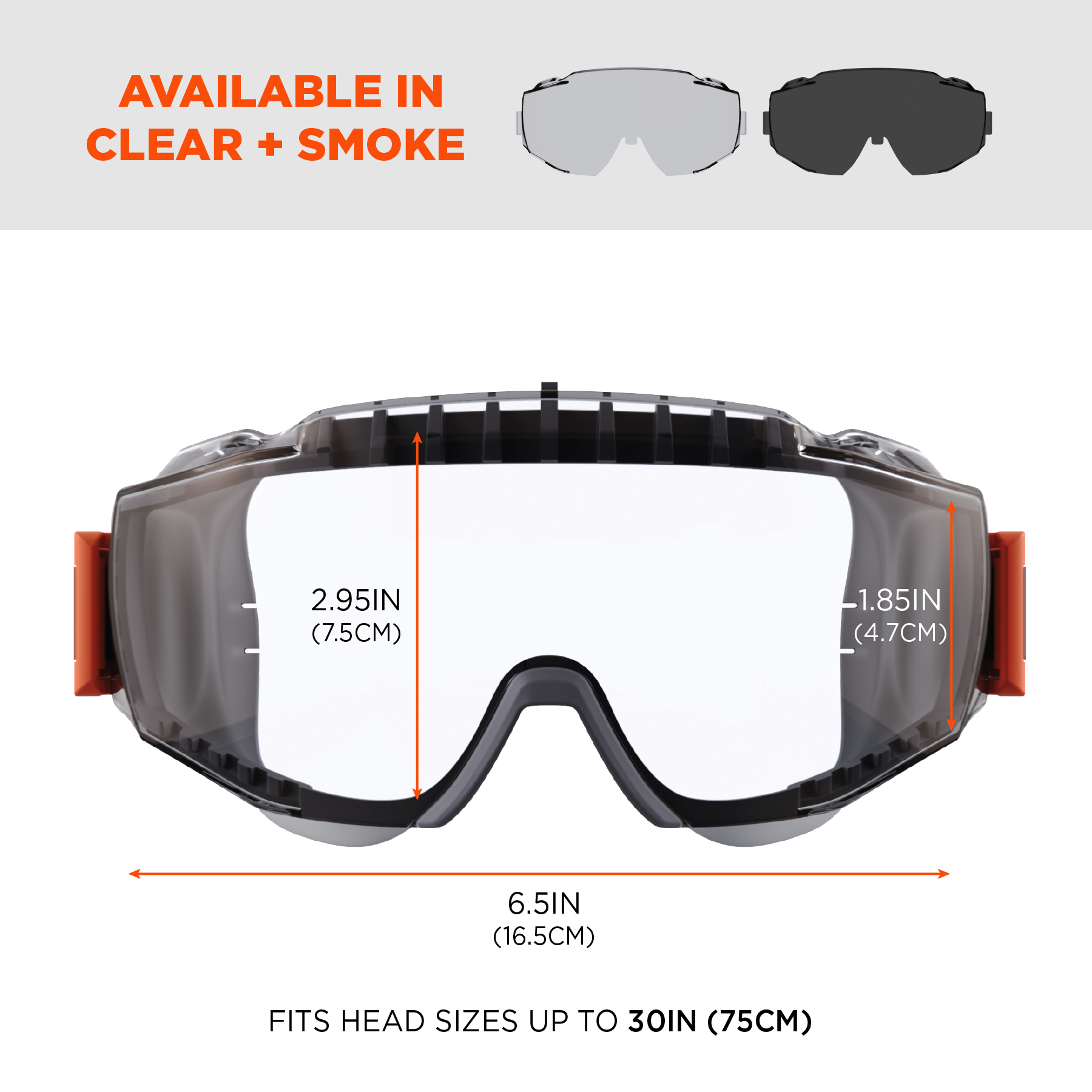 Safety Goggles available in clear and smoke