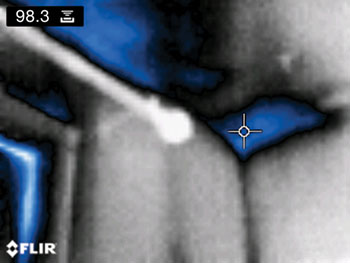 Flir MR160 screen view with temperature measurements