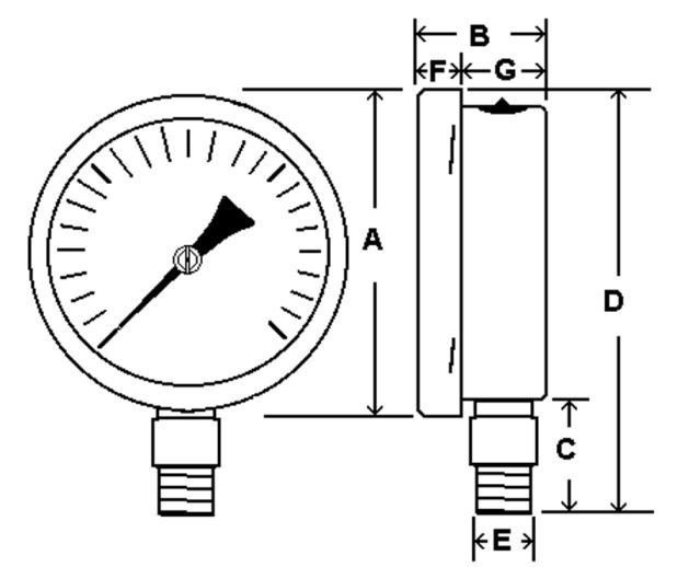Buy PIC Gauges 60012LCCGF, 6000 Series 6" Pressure Gauge, 1/2