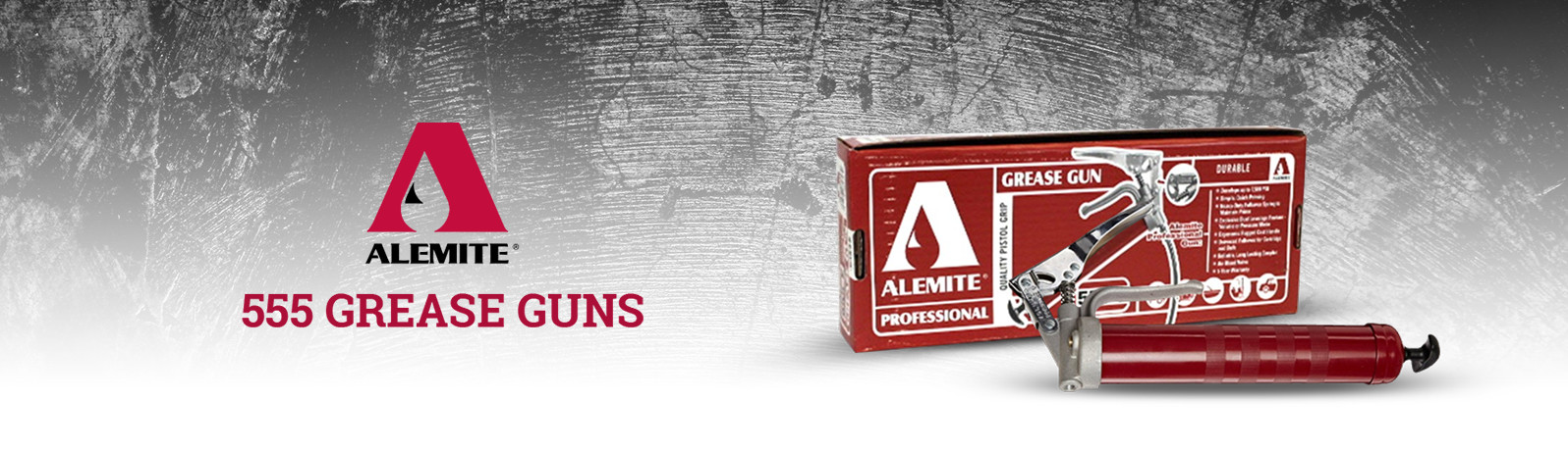Alemite 555-E Pistol Grip Grease Gun Develops up to 7500 psi Delivery 1 oz./30s 