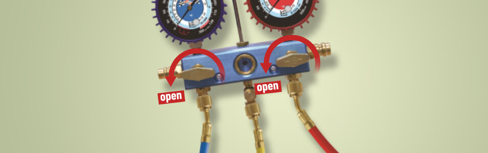 Open the side gauge valve