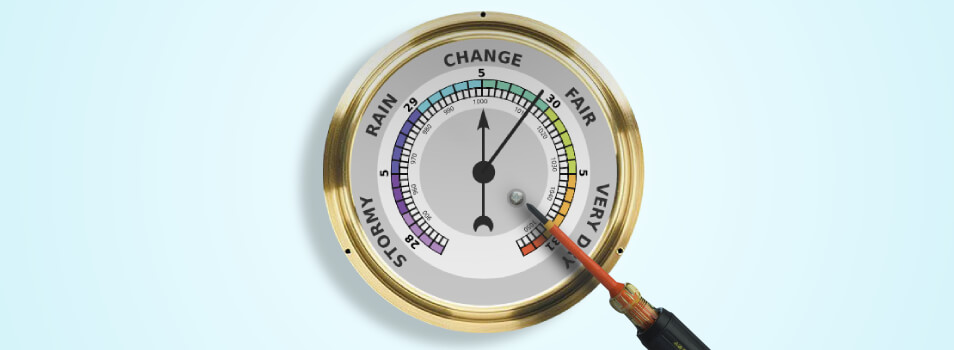 Set the indicator hand on the barometer