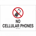 Brady, 122542, No Celluar Phones Sign, Black/Red on White