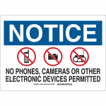 Brady, 132048, B-120 Notice No Phones, Cameras Or... Sign