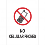 Brady, 95410, No Cellular Phones Sign, Black/Red on White