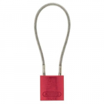 Aluminum Padlock with Cable Safety, 4", Red_noscript
