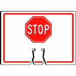 10" x 14" Cone Top Warning Sign w/ Legend: "Stop"