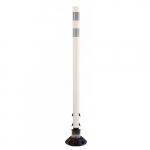 48" White Tubular Traffic Delineator with Surface Mount Marker & White Reflective Decal_noscript