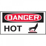 1-1/2" x 3" OSHA Danger Safety Label "Hot"_noscript