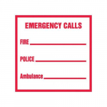2" x 2" Safety Label "Emergency Calls - Fire ..."_noscript