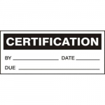 1" x 2-1/4" Production Control Label "Certification"_noscript