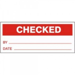 1" x 2-1/4" Production Control Label "Checked" Red_noscript