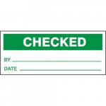1" x 2-1/4" Production Control Label "Checked" Green_noscript