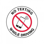 1" Diameter Safety Label "No Texting While Driving"_noscript
