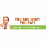 WorkHealthy Banner with Legend "You Are What You Eat"