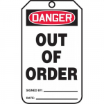 5-3/4" x 3-1/4" RP-Plastic OSHA Tag "Out of Order"_noscript