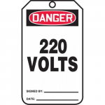 5-3/4" x 3-1/4" PF-Cardstock OSHA Tag "220 Volts"
