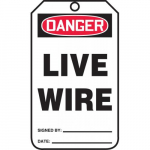 5-3/4" x 3-1/4" RP-Plastic Tag "Danger Live Wire"_noscript