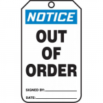 5-3/4" x 3-1/4" RP-Plastic Tag "Notice Out Order"_noscript