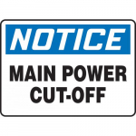10" x 14" Aluminum Sign: "Main Power Cut-Off"