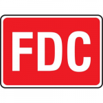 10" x 14" Aluminum White on Red Sign: "FDC"_noscript