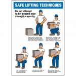 20" x 14" Aluminum Sign: "Safe Lifting Techniques"