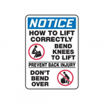 14" x 10" Safety Sign "How To Lift Correctly"