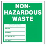 "Non-Hazardous Waste" Safety Label, Coated Paper