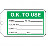 Safety Tag "O.K. To Use"_noscript