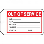 Safety Tag "Out Of Service" PF-Cardstock