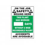 20" x 14" Scoreboard "On the Job Safety Begins ..."