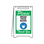 Fold-Ups Sign "Please Wear Face Mask Thank", Green