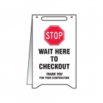 Fold-Ups Sign "Stop Wait Here to Checkout"_noscript