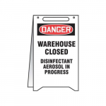 Fold-Ups Danger Sign "Warehouse Closed Disinfectant "