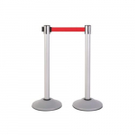 Steel Stanchion Post, Stanchion Silver, Belt Red