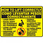 10" x 14" Safety Sign "How To Lift Correctly"