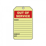 5" x 3" Glow Status Safety Tag "Out Of Service"