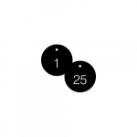 1-1/2" Numbered Circle Tag Series 1-25 Black/White