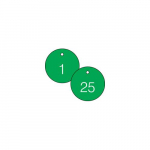 1-1/2" Numbered Circle Tag Series 1-25 Green/White