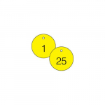 1-1/2" Numbered Circle Tag Series 1-25 Yellow/Black