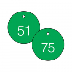 1-1/2" Numbered Circle Tag Series 51-75 Green/White