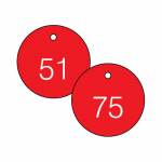 1-1/2" Numbered Circle Tag Series 51-75 Red/White