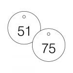 1-1/2" Numbered Circle Tag Series 51-75 White/Black