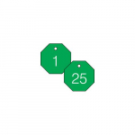 1-1/2" Numbered Octagon Tag Series 1-25 Green/White_noscript