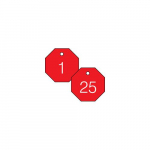 1-1/2" Numbered Octagon Tag Series 1-25 Red/White