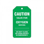 Caution Safety Tag "Valve for Oxygen"