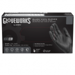 Gloveworks Black Vinyl Gloves, L Size
